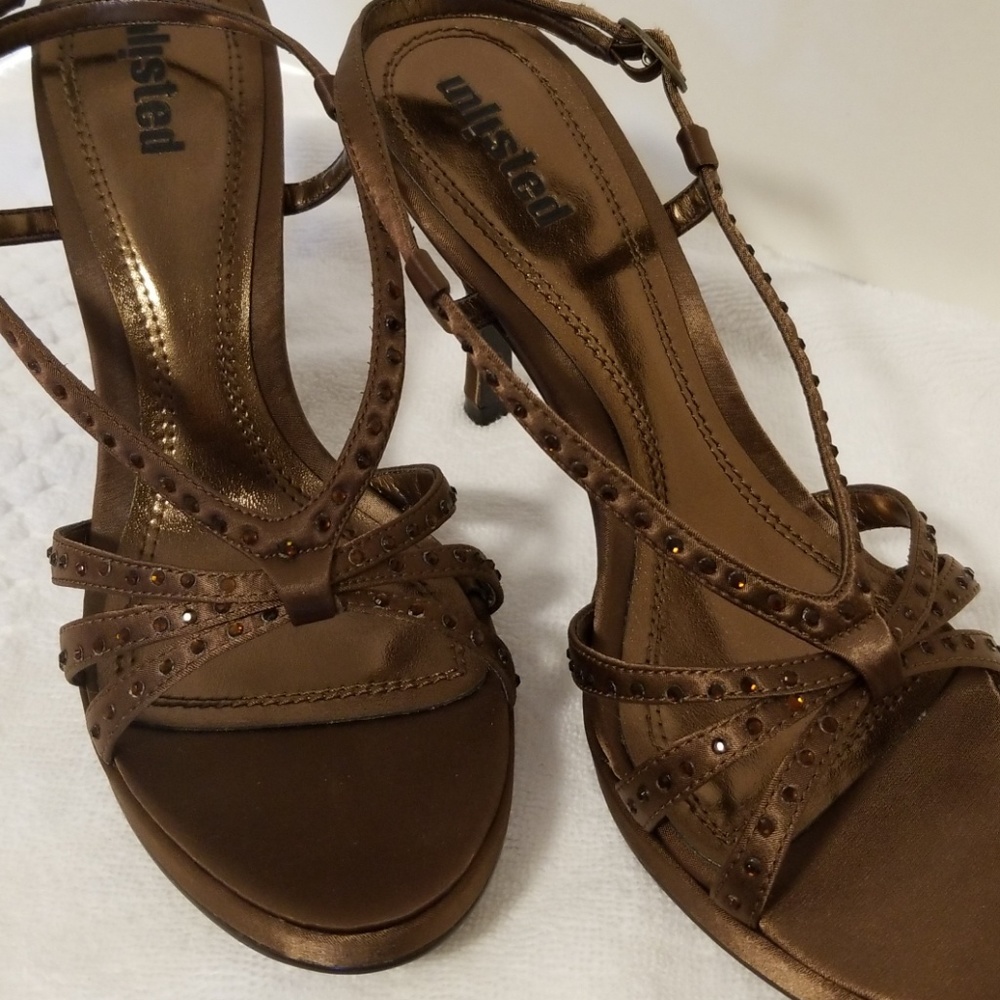 Brown Satin Strappy Sandals (Prom?)